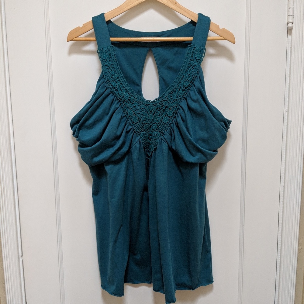 Maurices | Dressy blue crochet v-neck tank top
